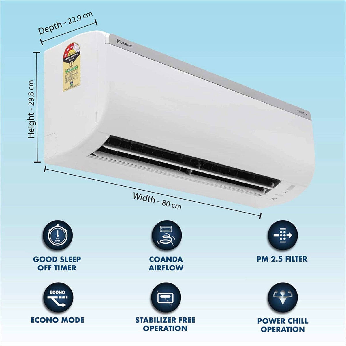 Daikin 0.8 Ton 3 Star Split AC (Copper GTL28TV White)