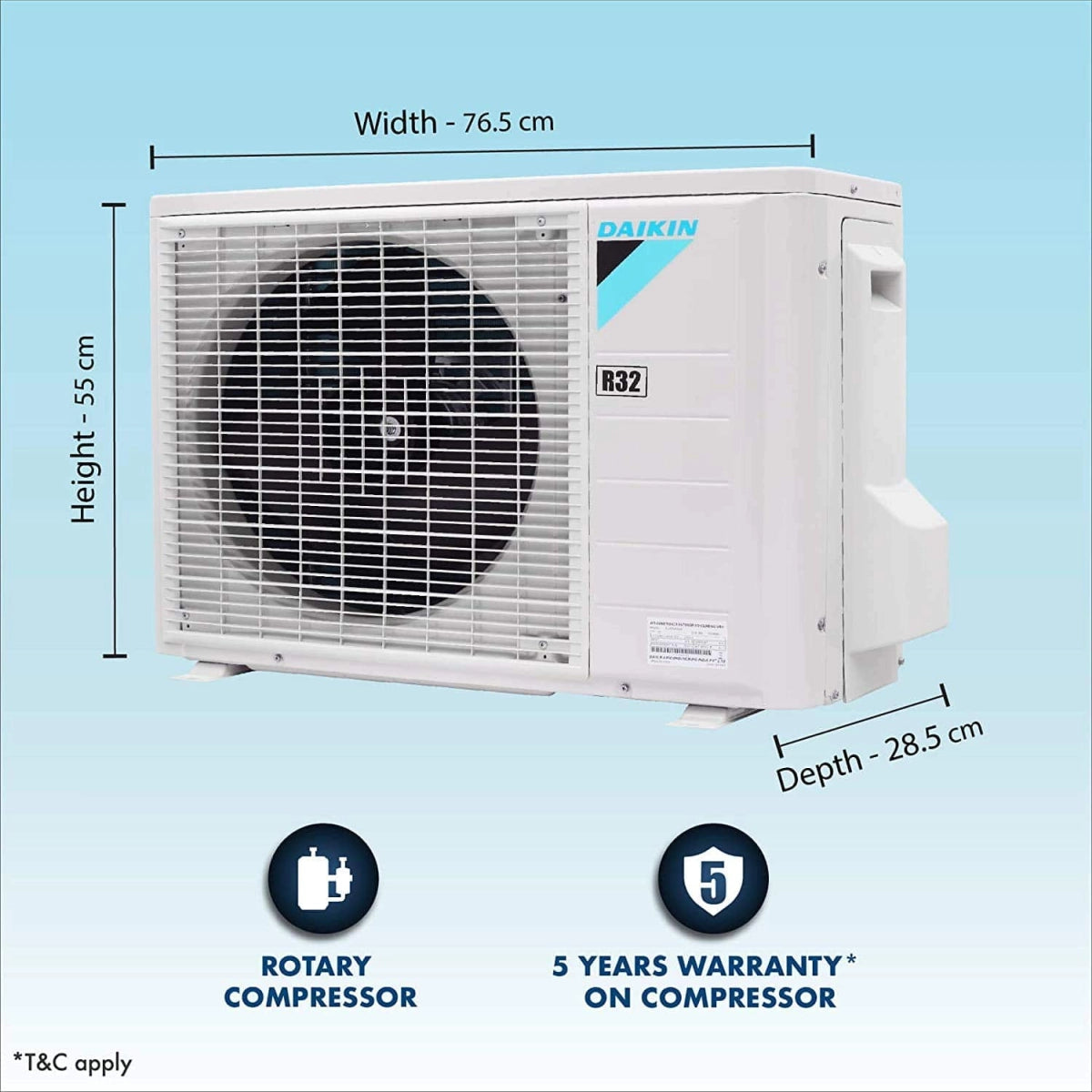 Daikin 0.8 Ton 3 Star Split AC (Copper GTL28TV White)