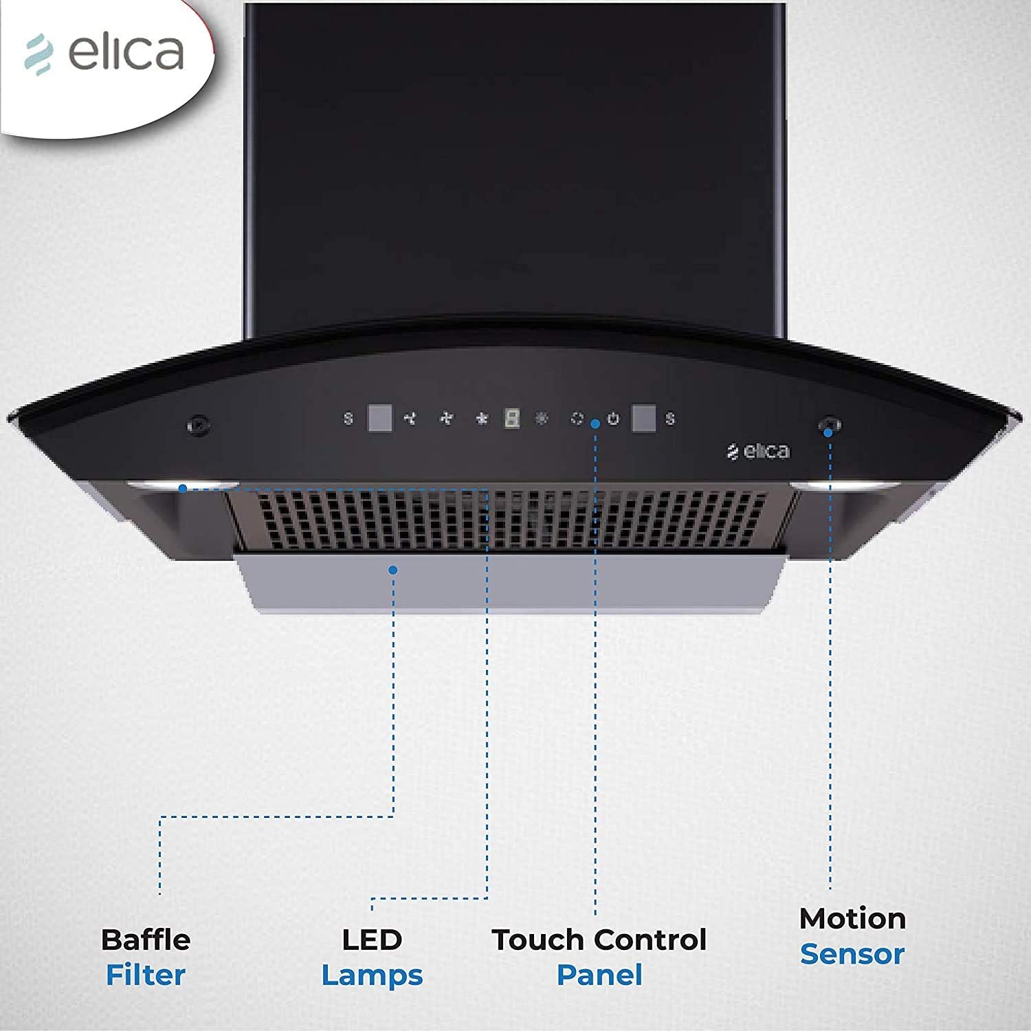 Elica 60 cm 1200 m3/hr Filterless Auto Clean Chimney with Free Kit (WDFL 608 HAC MS NERO, MS Control, Black)