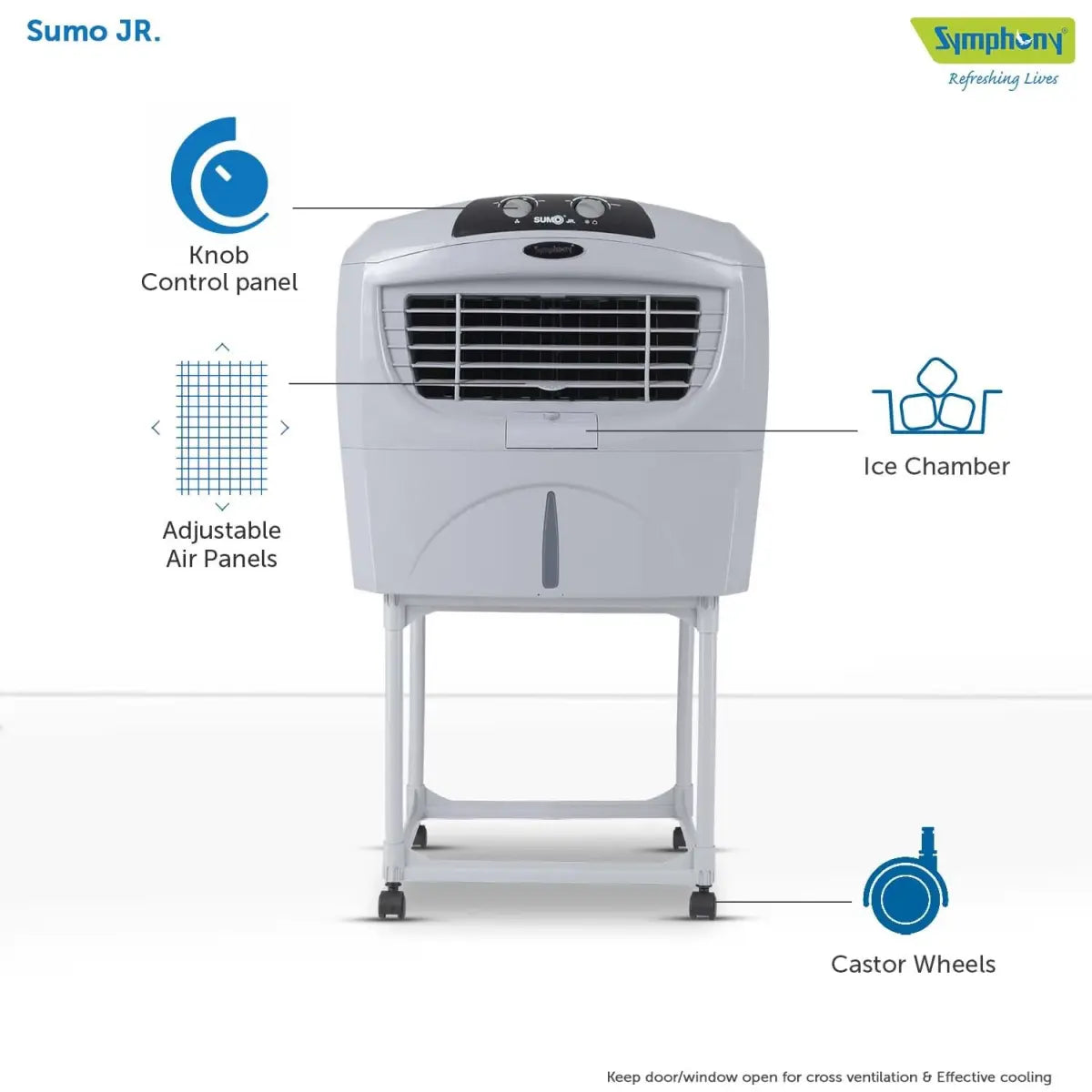 Symphony Sumo Jr. Portable Desert Air Cooler 45-litres with Trolley (White)