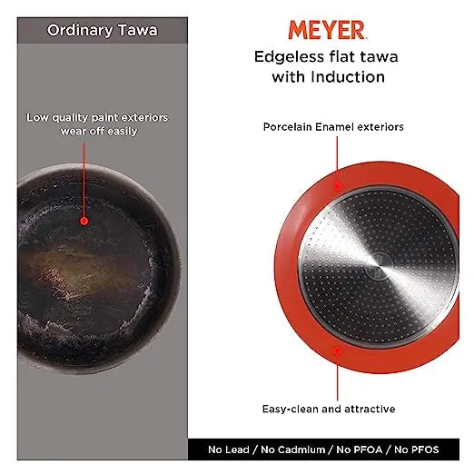 Meyer Aluminium Non Stick Edge-Less Flat Tawa 01842 30cm Orange