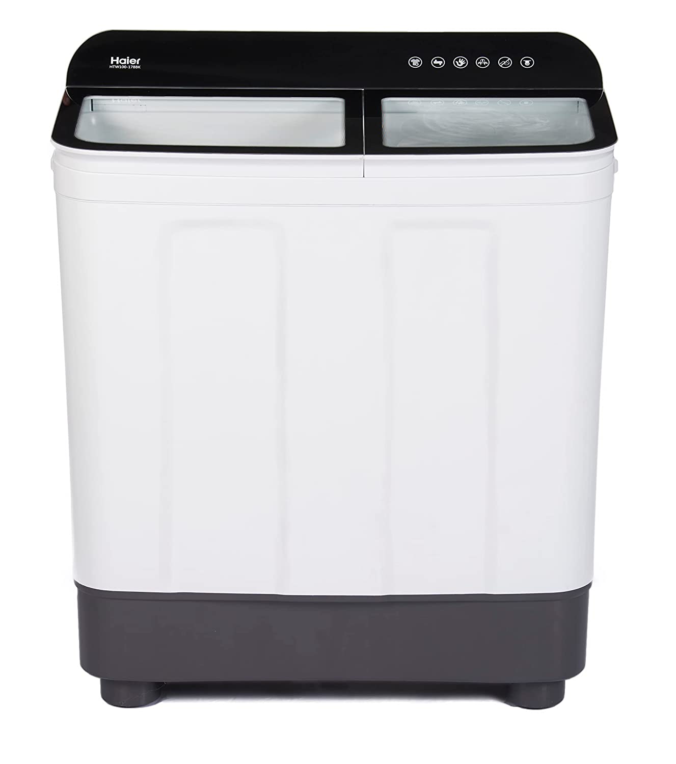 Haier 10 Kg 5 Star Anti-Bacterial Vortex Pulsator Semi Automatic Washing Machine Top Load Black (HTW100-178BK, White, Toughened Glass)