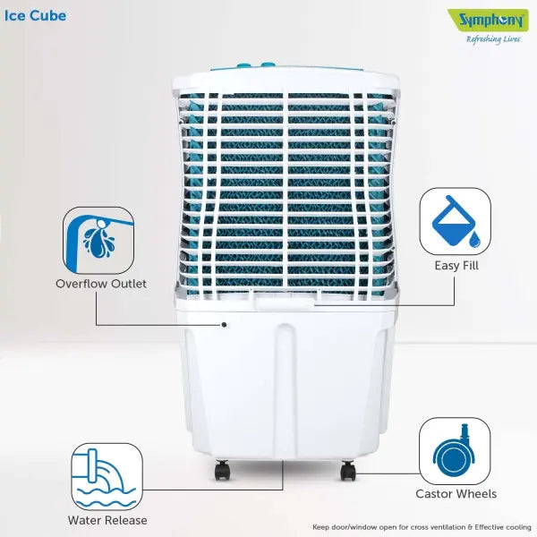 Symphony Ice Cube 27 Personal Room Air Cooler 27-litres with Powerful Fan, 3-Side Honeycomb Pads, Multistage Air Purification & Low Power Consumption (White)