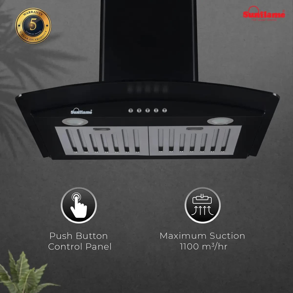 SUNFLAME CHIMNEY LOTUS 60 BK AC DX - 60 cm