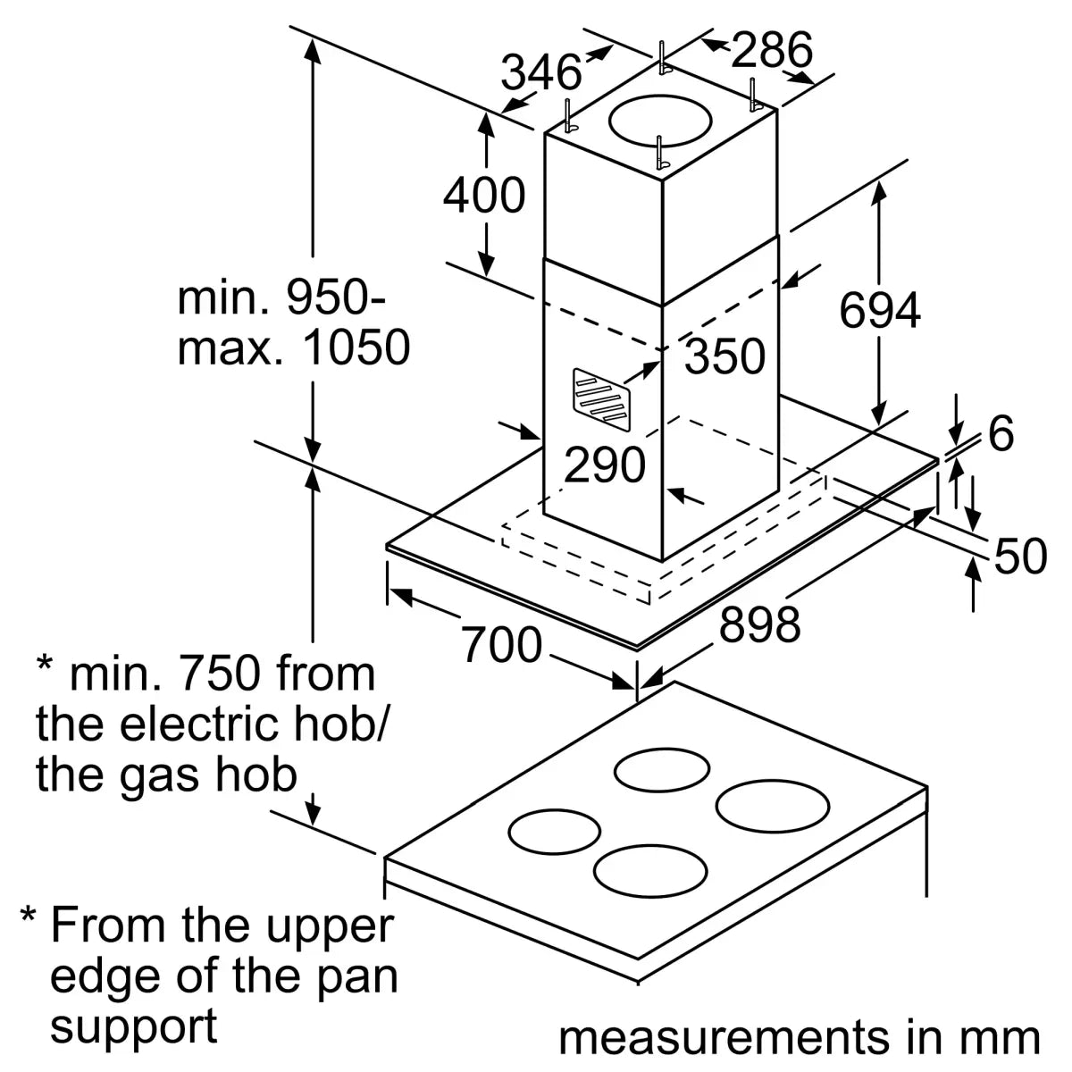 Bosch DIG098G50I 90 Cm Island Stainless Steel Cooker Hood