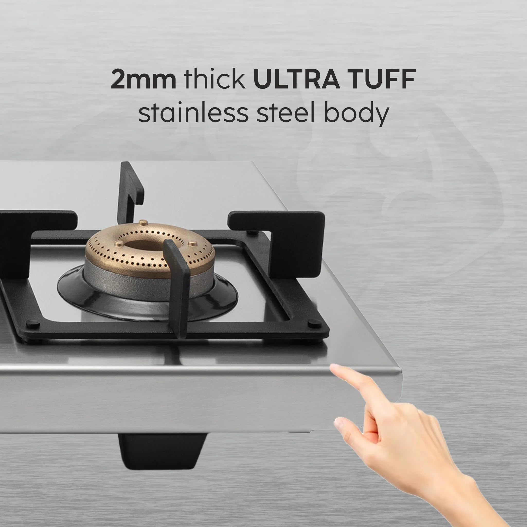 Glen 3 Burner Ultra Tuff Stainless Steel Gas Stove | Silver | Forged Brass Burner With 5 Year Warranty | ISI Certified | Revolving Inlet Nozzle | 2 Year Warranty On Product | CT1053UTSS77AI