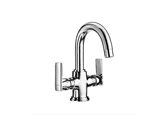 Cera Titanium F1003461 Brass Single Lever Central Hole Basin Mixer (Silver)
