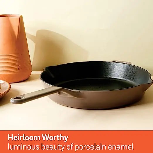 Meyer Enamel Cast Iron Skillet (Gas and Induction Base) 48602 26cm Grey