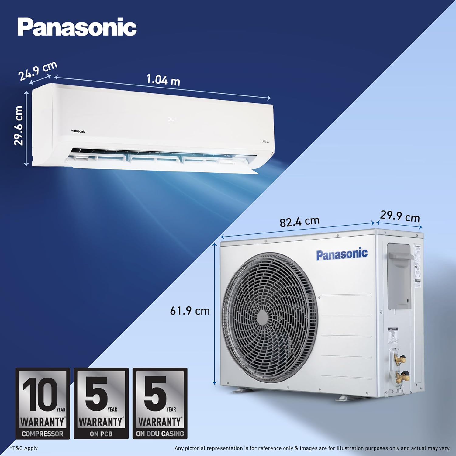Panasonic 2.0 Ton 3 Star WiFi Inverter Smart Split AC with DustBuster Tech, Matter Enabled, AI & Higher Airflow