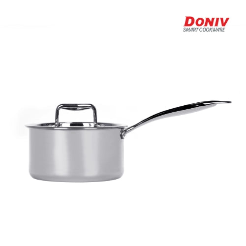 DONIV Titanium Triply Stainless Steel Sauce Pan with Cover, Induction Friendly - 1ltr