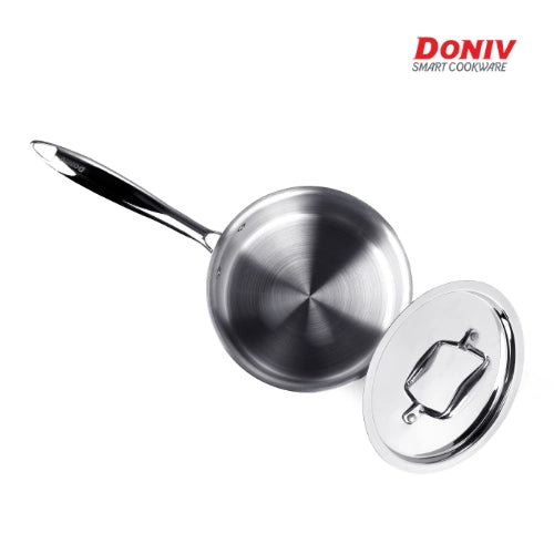 DONIV Titanium Triply Stainless Steel Sauce Pan with Cover, Induction Friendly - 2.40ltr