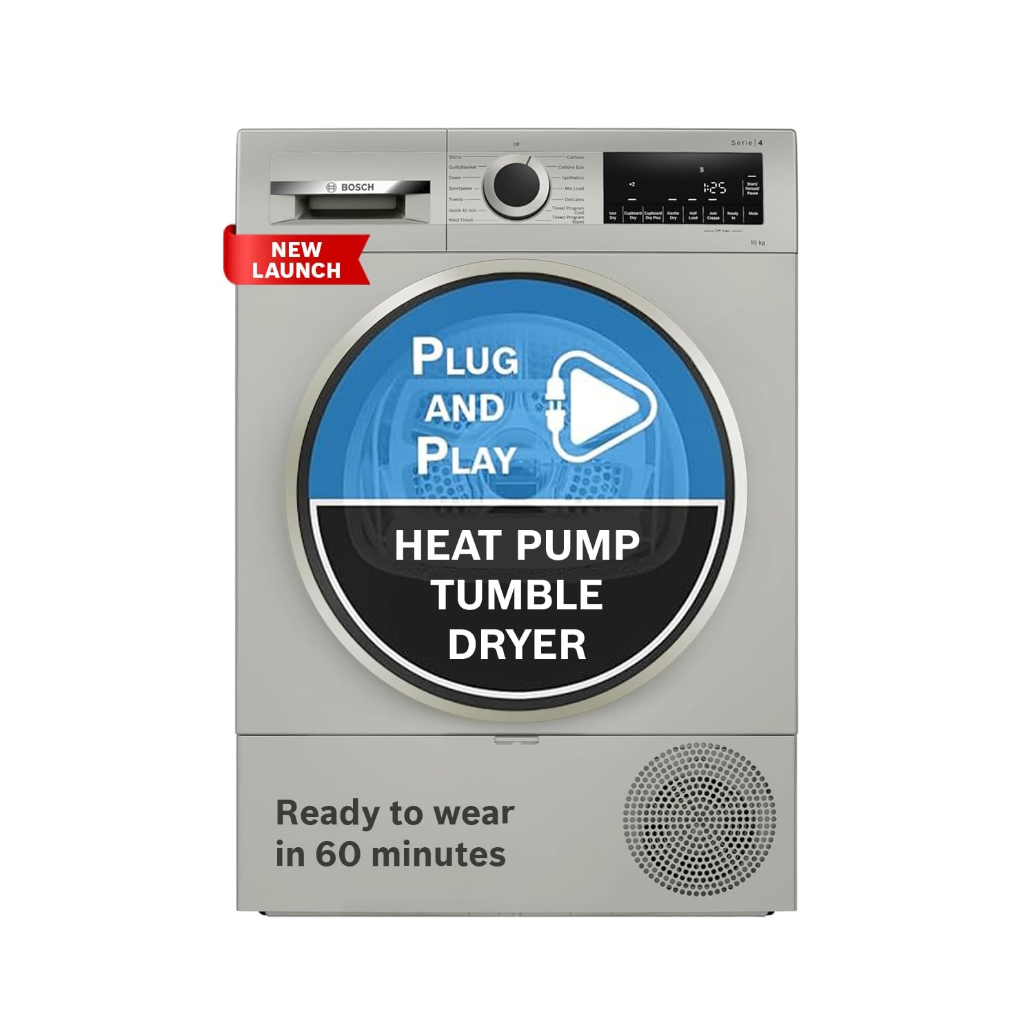 Bosch WQG2520XIN 10kg Heat Pump Tumble Dryer - Fully Automatic Front Load for Efficient Drying