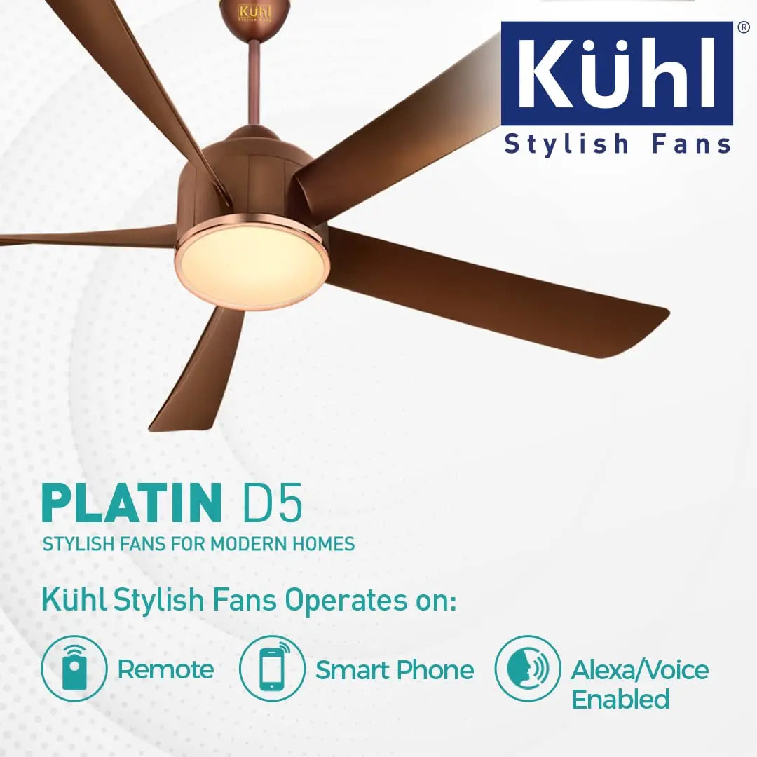 KUHL Stylish Fan Platin D5 Smart Phone Remote Control Wi-Fi IoT, Alexa Voice Enabled Brown
