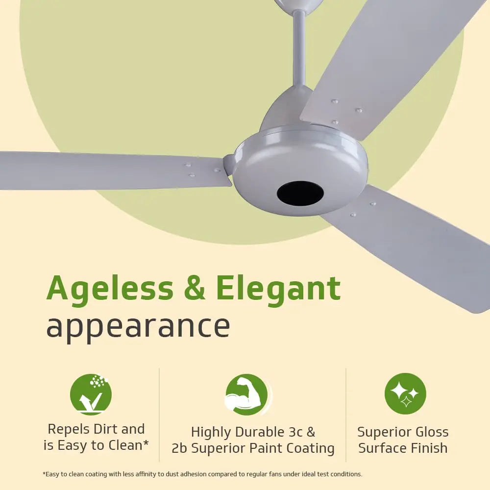 V-Guard Ecowind Pro BLDC மோட்டார் சீலிங் ஃபேன் ரிமோட் (1200 மிமீ) (முத்து வெள்ளை) தூசி விரட்டும் தொழில்நுட்பத்துடன்