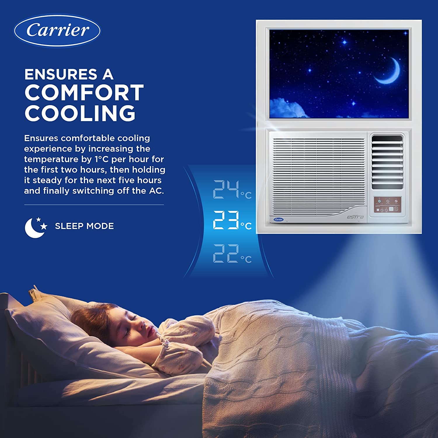 Carrier 1.5 Ton 3 Star Fixed Speed Window AC Estra DX -CAW18SC3R32F0 White