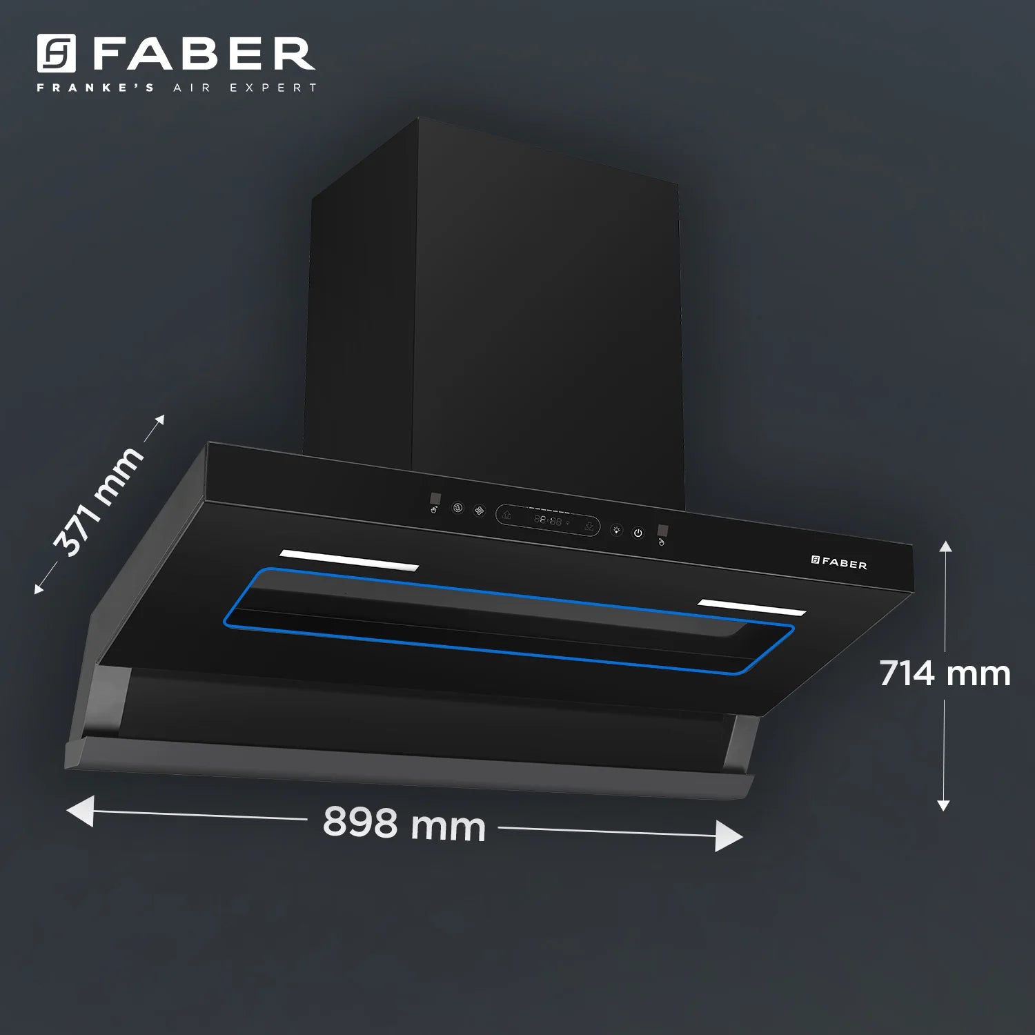 Faber 90 cm Wall Mounted Chimney VIVID FL HC BK 90