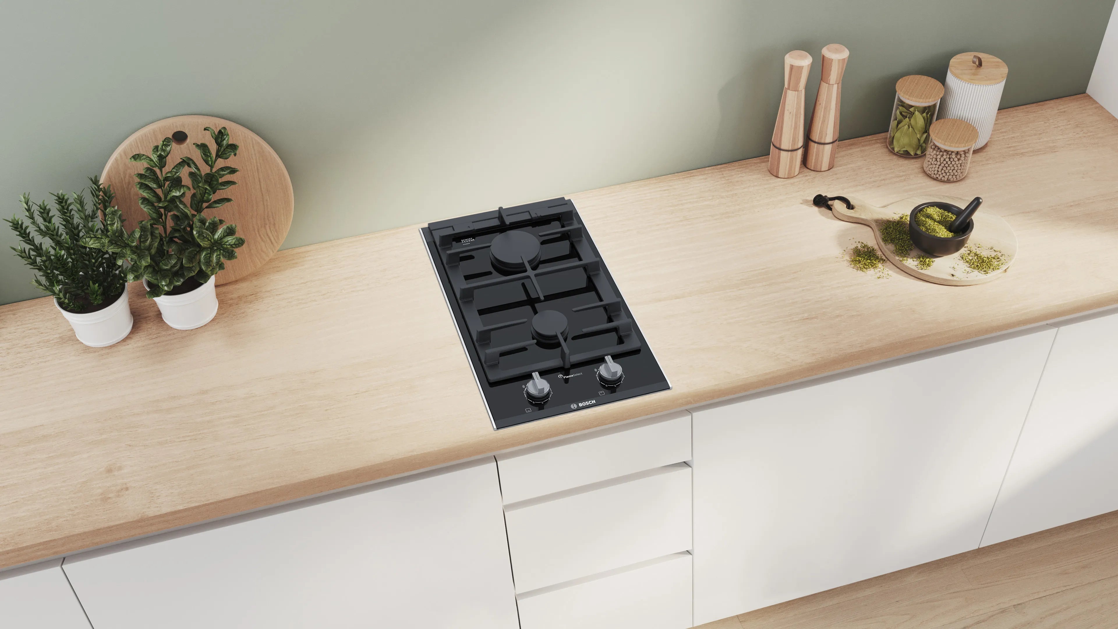 Bosch PRB3A6D70I Series 8 Domino Gas hob 30 cm Ceramic, Black