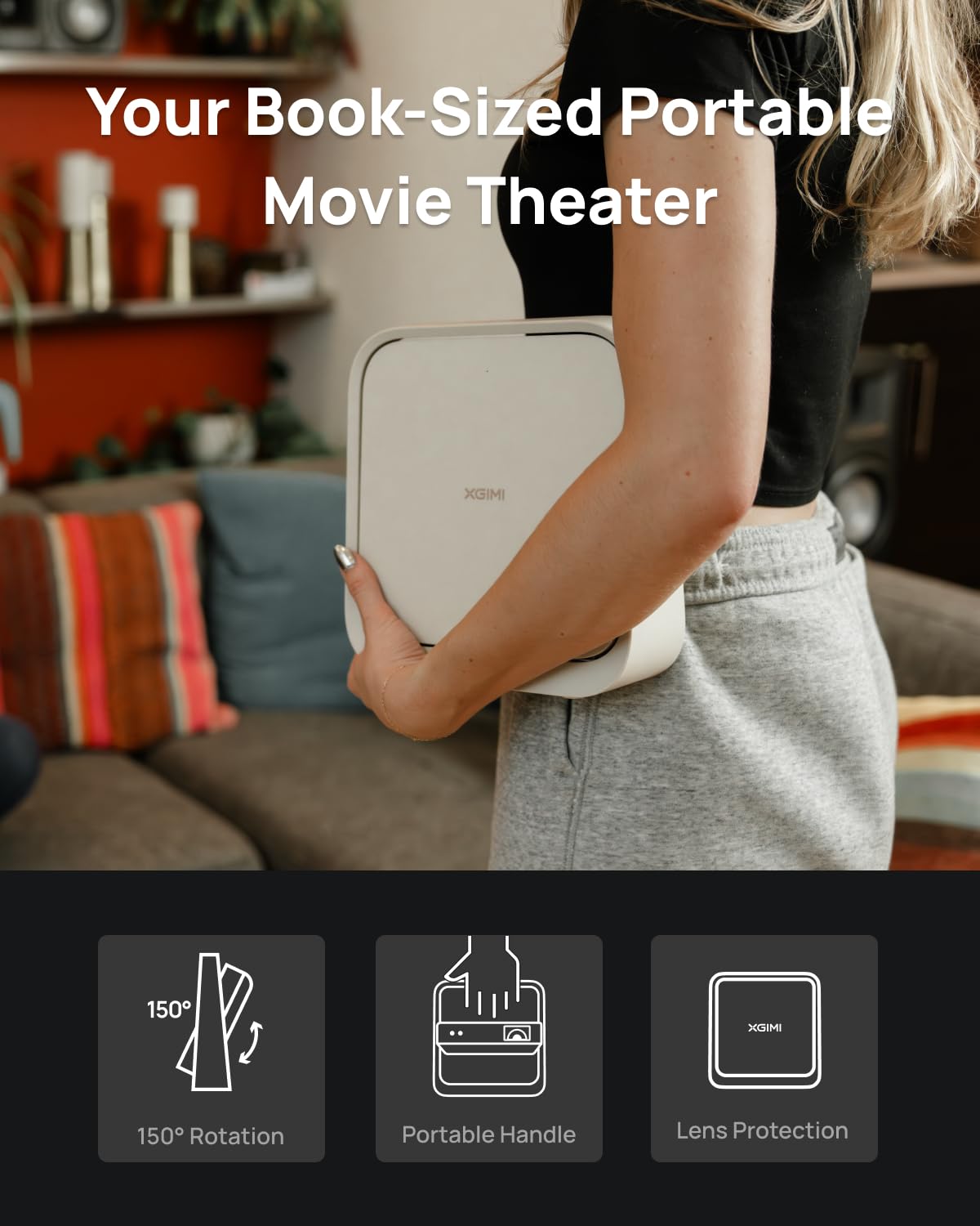 XGIMI Elfin Flip DLP Projector, 1080P FHD Resolution with Adjustable Stand - Portable and Versatile