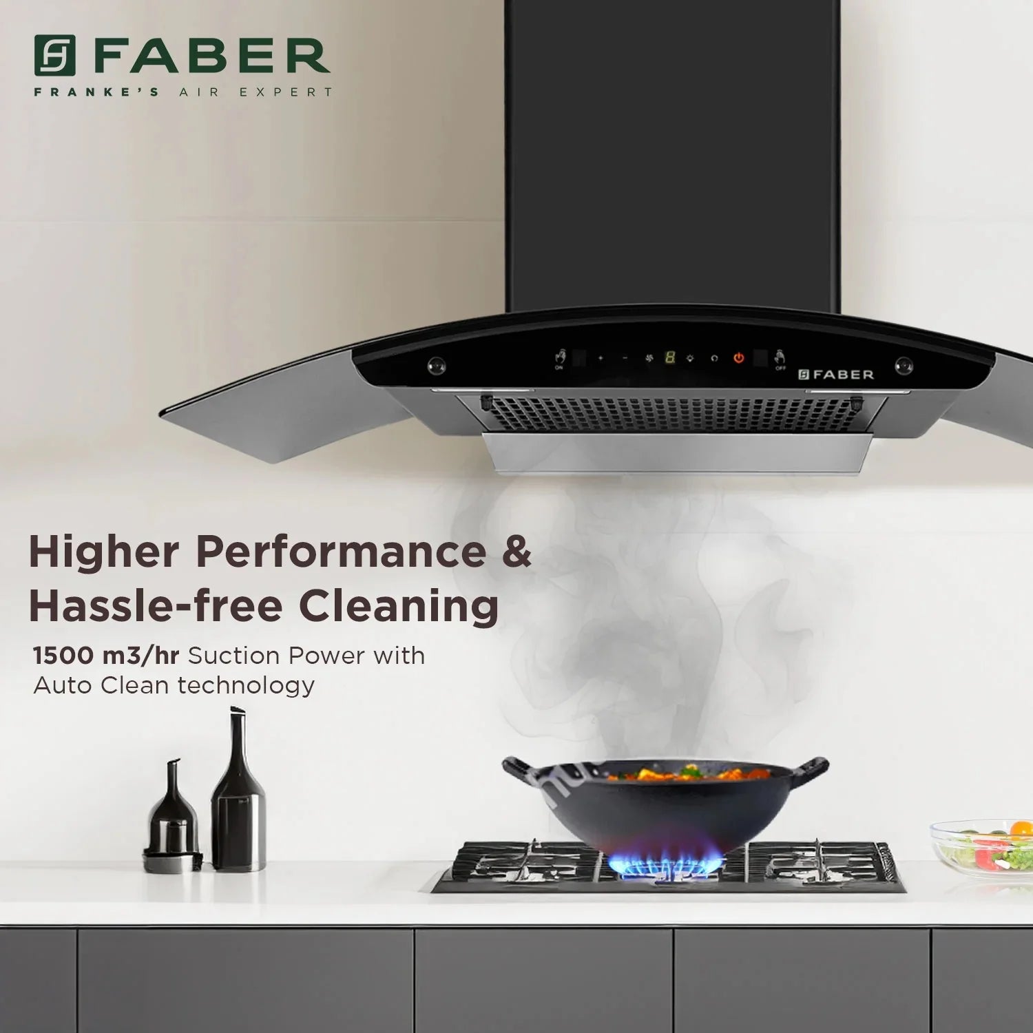 Faber 90 Cm Autoclean Filterless Kitchen Chimney - HOOD MYSTIC HC SC FL BK IN
