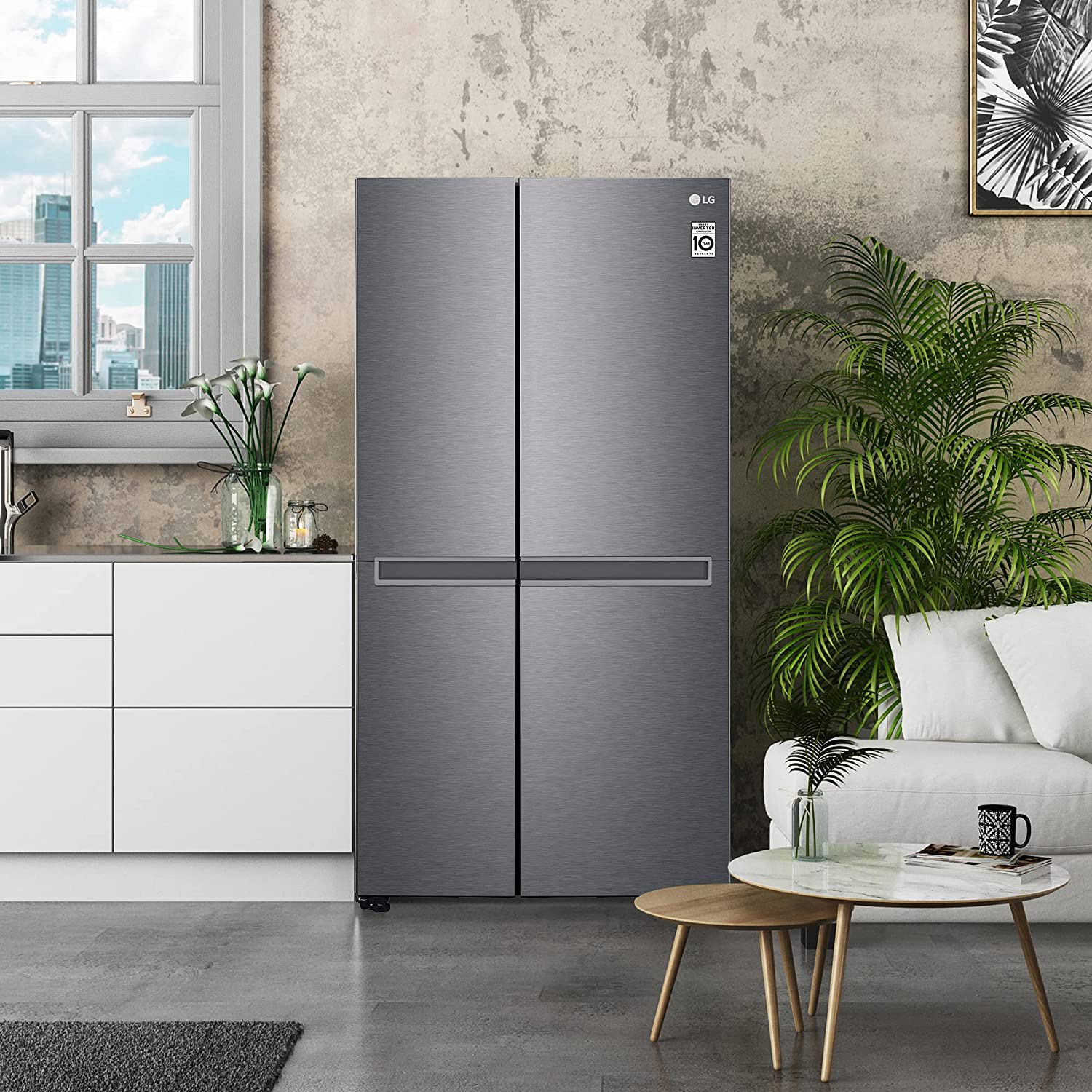 LG 688 L Frost-Free Smart Inverter Compressor Side-By-Side Refrigerator (GC-B257KQDV, Dark Graphite Steel, Multi Digital Sensors and Express Freezing, 2022 Model)