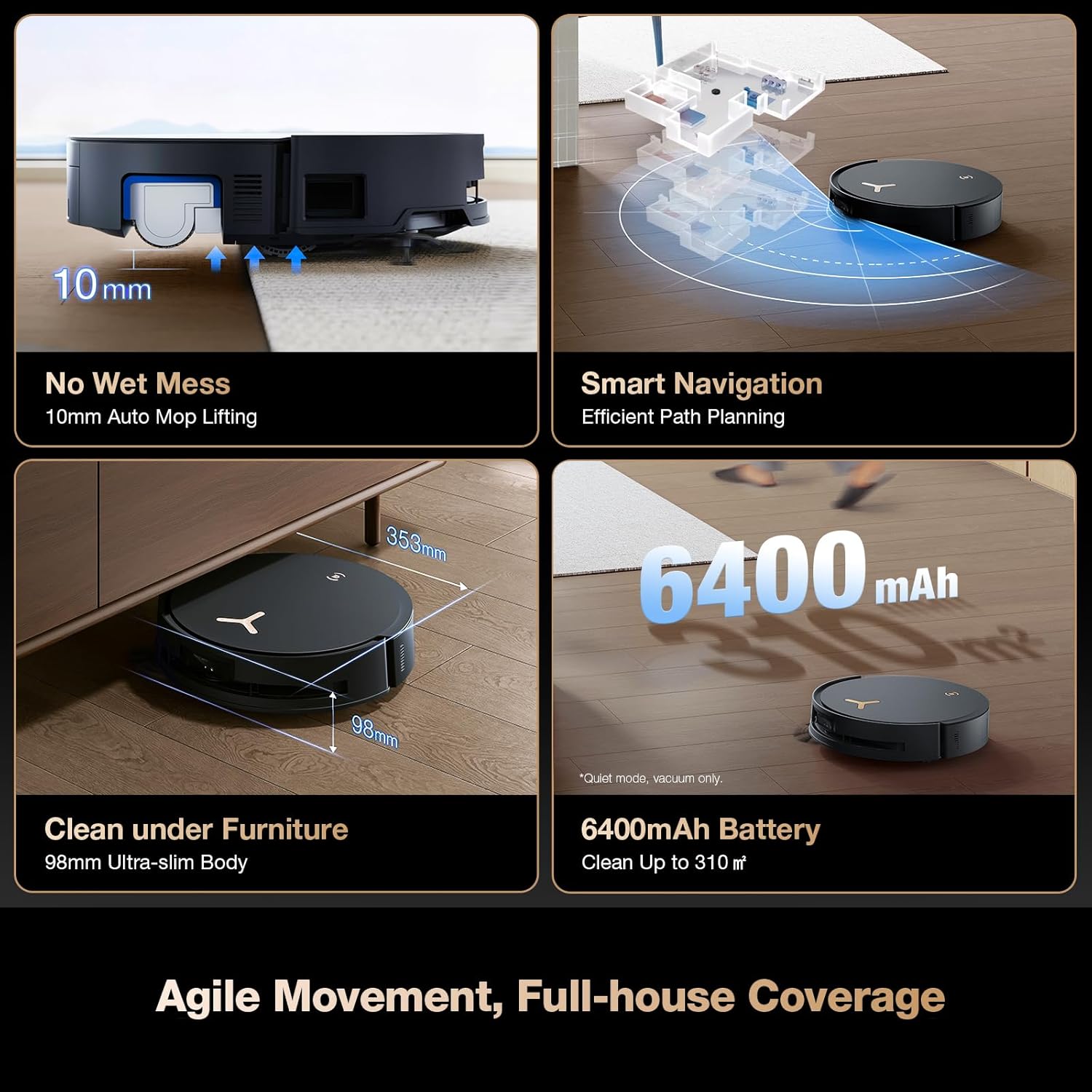 ECOVACS DEEBOT X8 PRO Vacuum and Mop, 18000Pa OZMO Roller, Self-Washing, 2-in-1 Cleaning