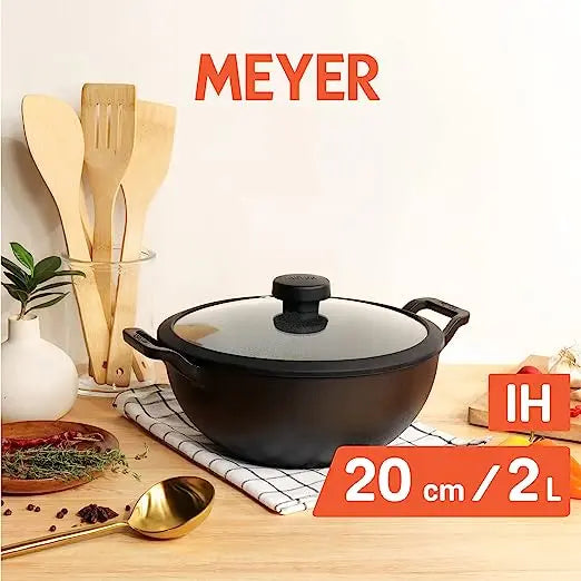Meyer Cast Iron Deep Kadai 48187 20cm Black