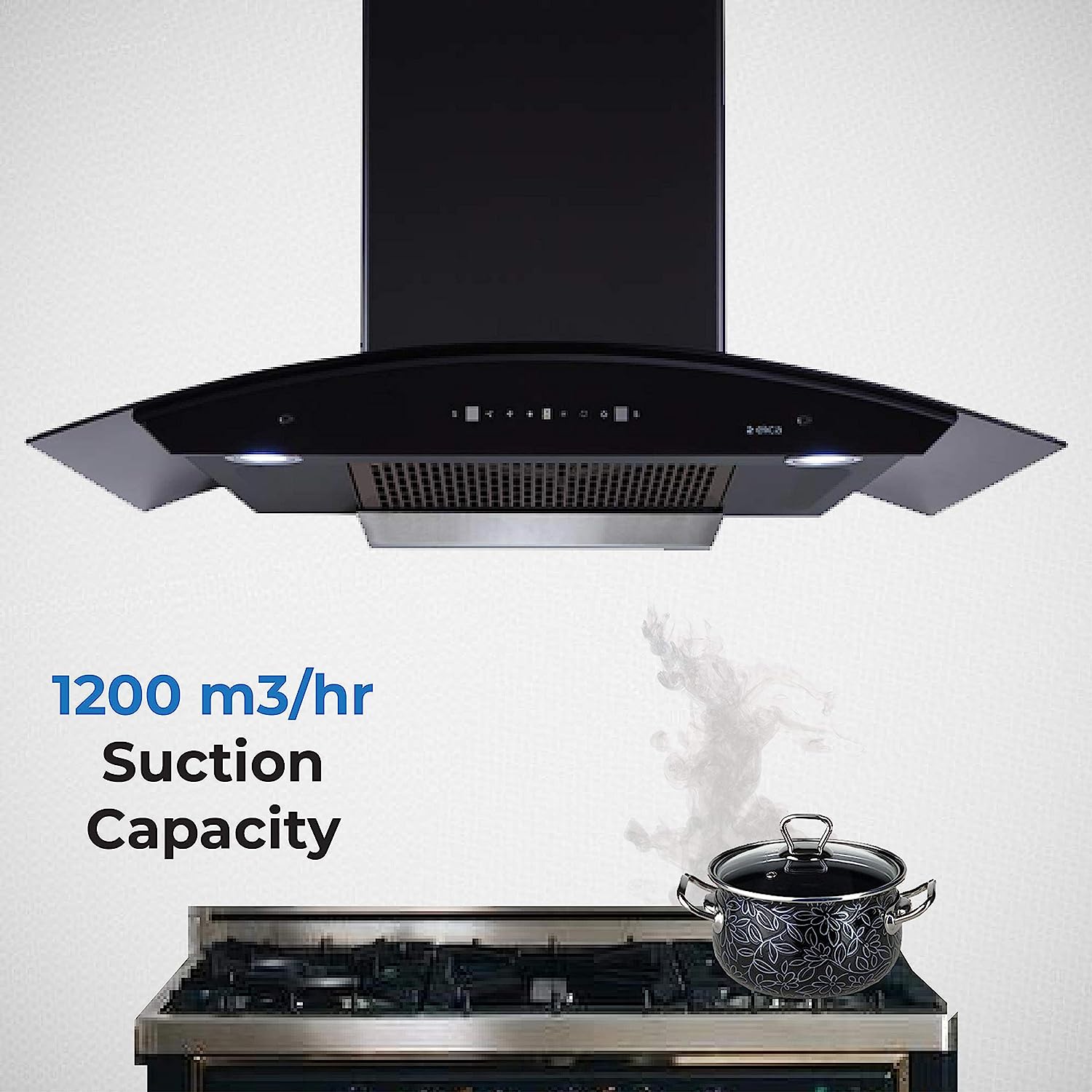 Elica 90 cm 1200 m3/hr Filterless Auto Clean Chimney (TBFL HAC TOUCH 90 MS, Black)