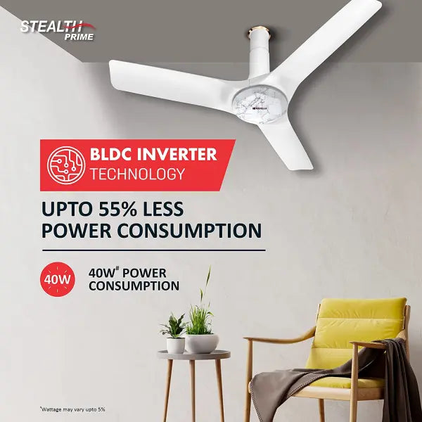 Havells Stealth Prime The most silent fan 1200mm BLDC motor and Remote Controlled Ceiling Fan Marble Pearl White