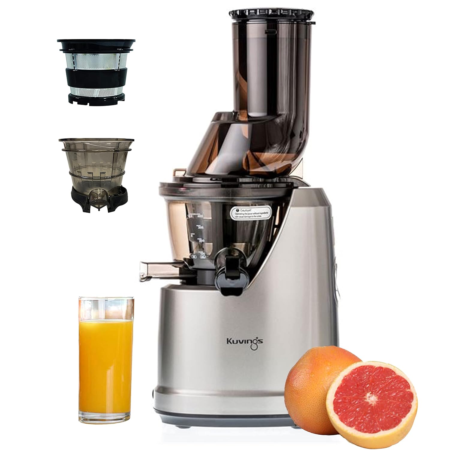Kuvings B1700 Cold Press Juicer with Smoothie & Sorbet Attachments - 240W Motor, JMCS Technology, Dark Silver
