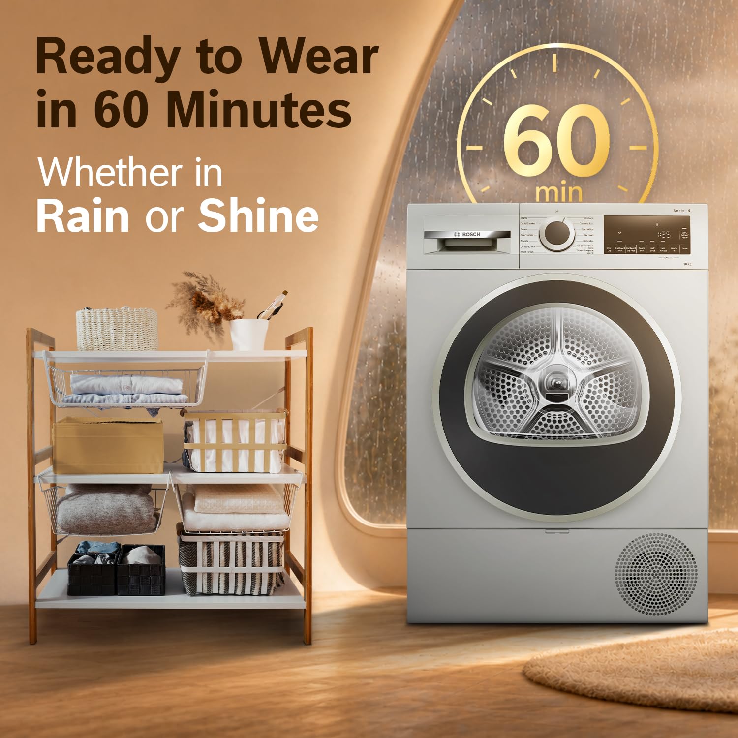 Bosch WQG2520XIN 10kg Heat Pump Tumble Dryer - Fully Automatic Front Load for Efficient Drying