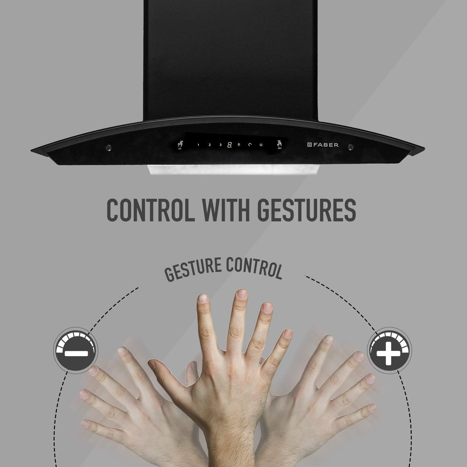 Faber 60 cm 1200 m3/hr Heat Auto Clean Chimney (Hood Crest Plus HC SC 60, Filterless, Touch Gesture Control, BK)