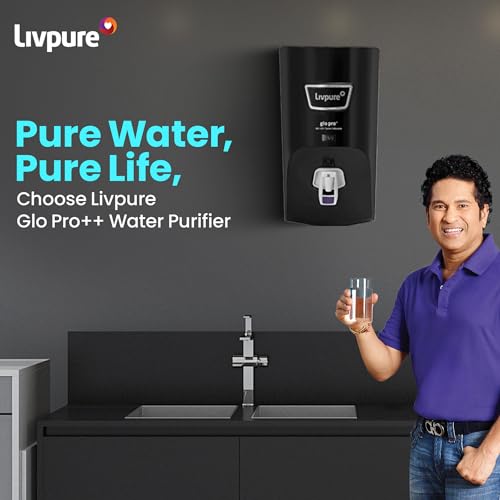 Livpure GLO PRO+ RO+UV | Free Service Plan Worth INR 2500 | Water Purifier for Home - 7 L Storage |Suitable for Borewell, Tanker, Municipal Water | Black