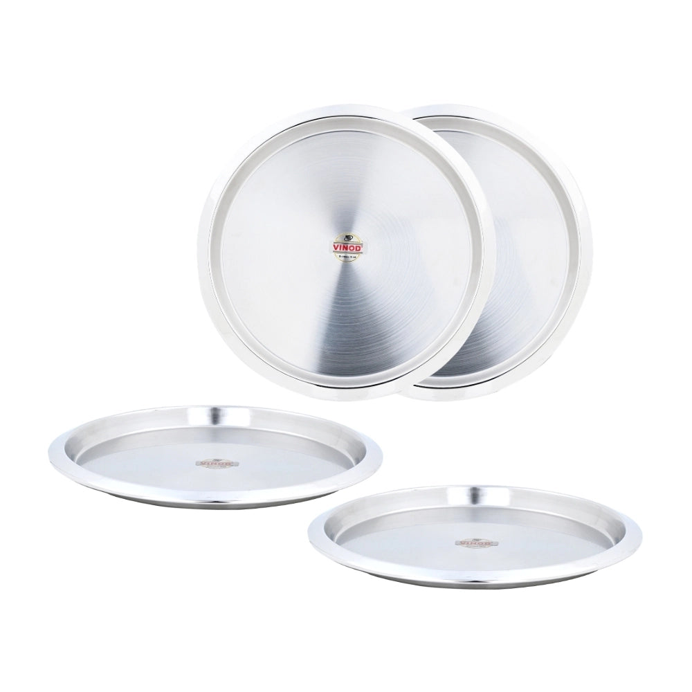 Vinod Stainless Steel Two Tone Plate, Lunch & Dinner Plate Set - 4 pieces, 29.5cm