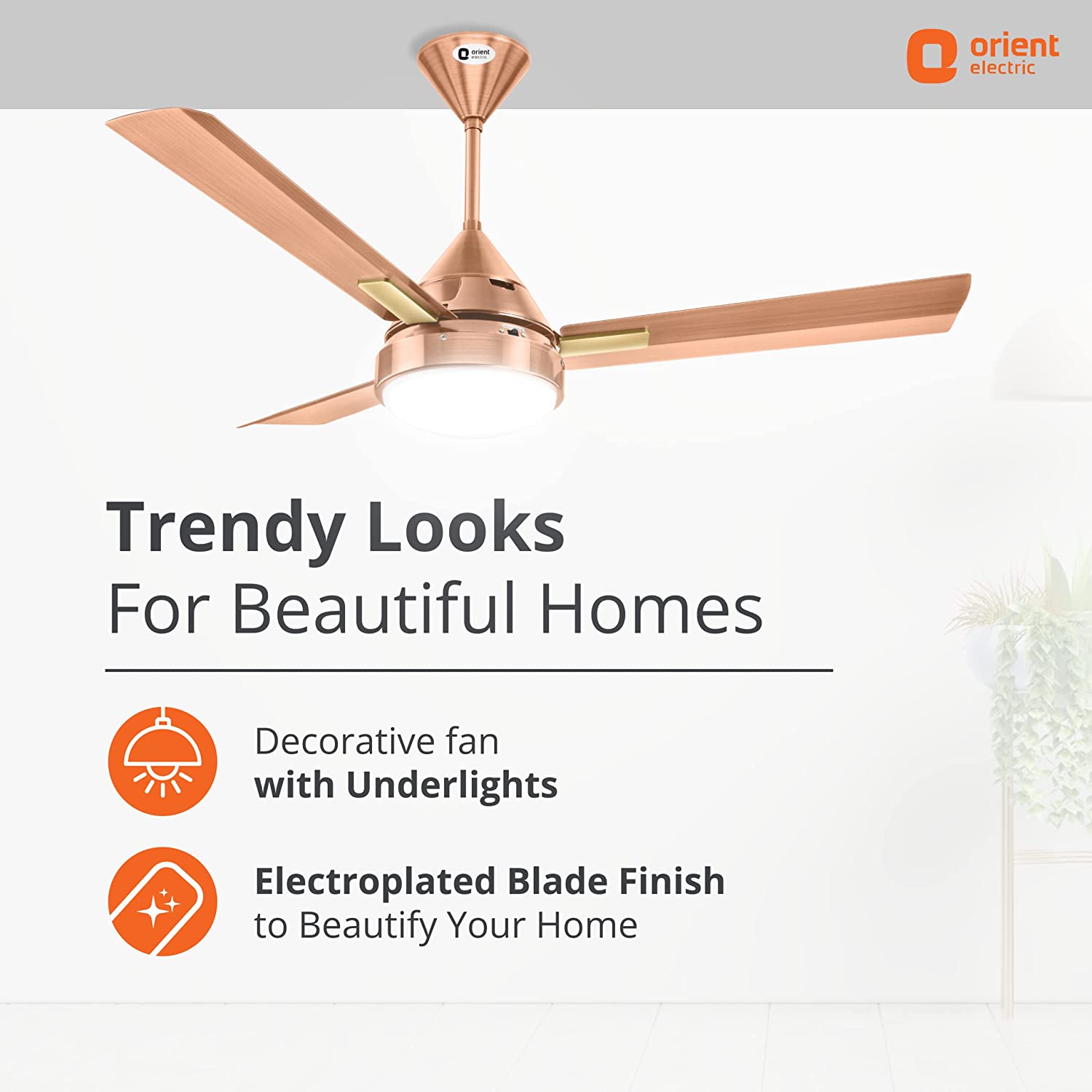 Orient Electric Spectra 47-inch 68-Watt Under Light Ceiling Fan (Antique Copper)