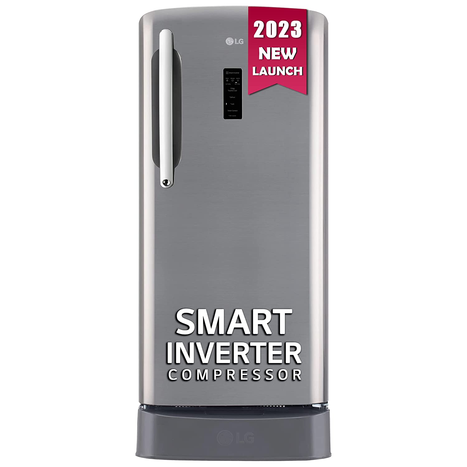 LG 201 L 5 Star Inverter Direct-Cool Single Door Refrigerator (GL-D211CPZU, Shiny Steel, Base stand with drawer)
