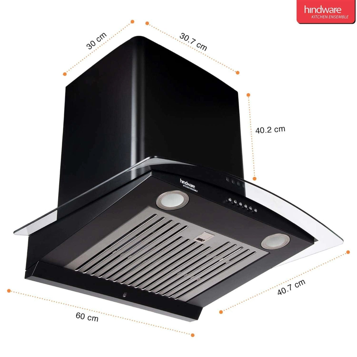 Hindware 90cm 1100 m3/hr Auto-Clean Chimney (Elena Black 90)