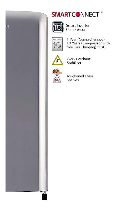 LG 190 L 4 Star Inverter Direct-Cool Single Door Refrigerator (GL-B201APZY, Shiny Steel)