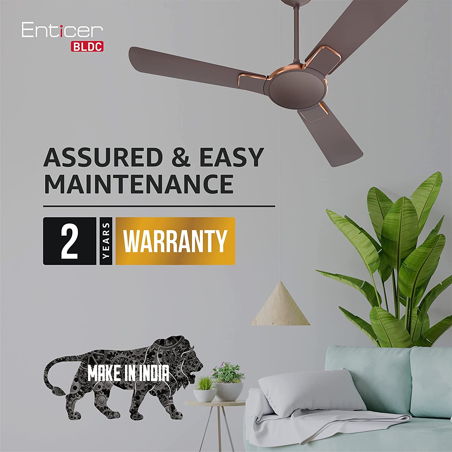 Havells Enticer 1200mm BLDC Brown LT Copper Ceiling Fan