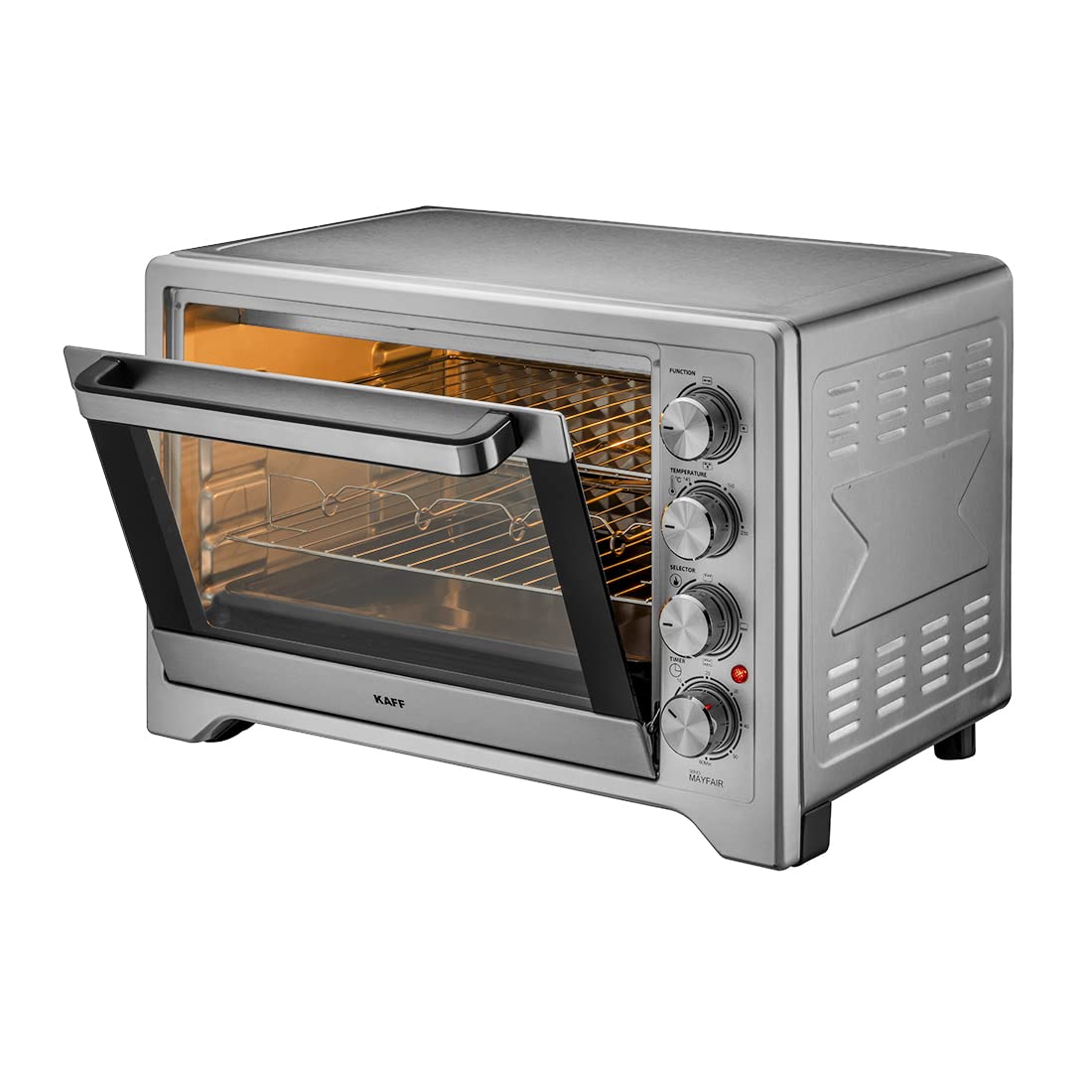 KAFF 45 Litre Electric Oven Toaster Grill (Otg) For Kitchen, 2000 Watts With Rotisserie And Convection Fan | Stainless Steel Finish Styling Handle (Mfot45-Ss, Silver)