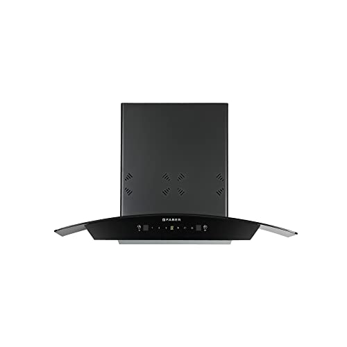 Faber 75 cm 1250 m³/hr Auto-Clean Curved Glass Kitchen Chimney [HOOD EVEREST 3D IN HC SC FL LG 75 ] with Filterless technology, Gesture & Touch Control, Black, Free 1 Year Extended warranty