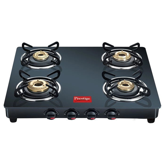 Prestige Prestige GTM 04 Black Glass Manual Gas Stove (4 Burners) 40273