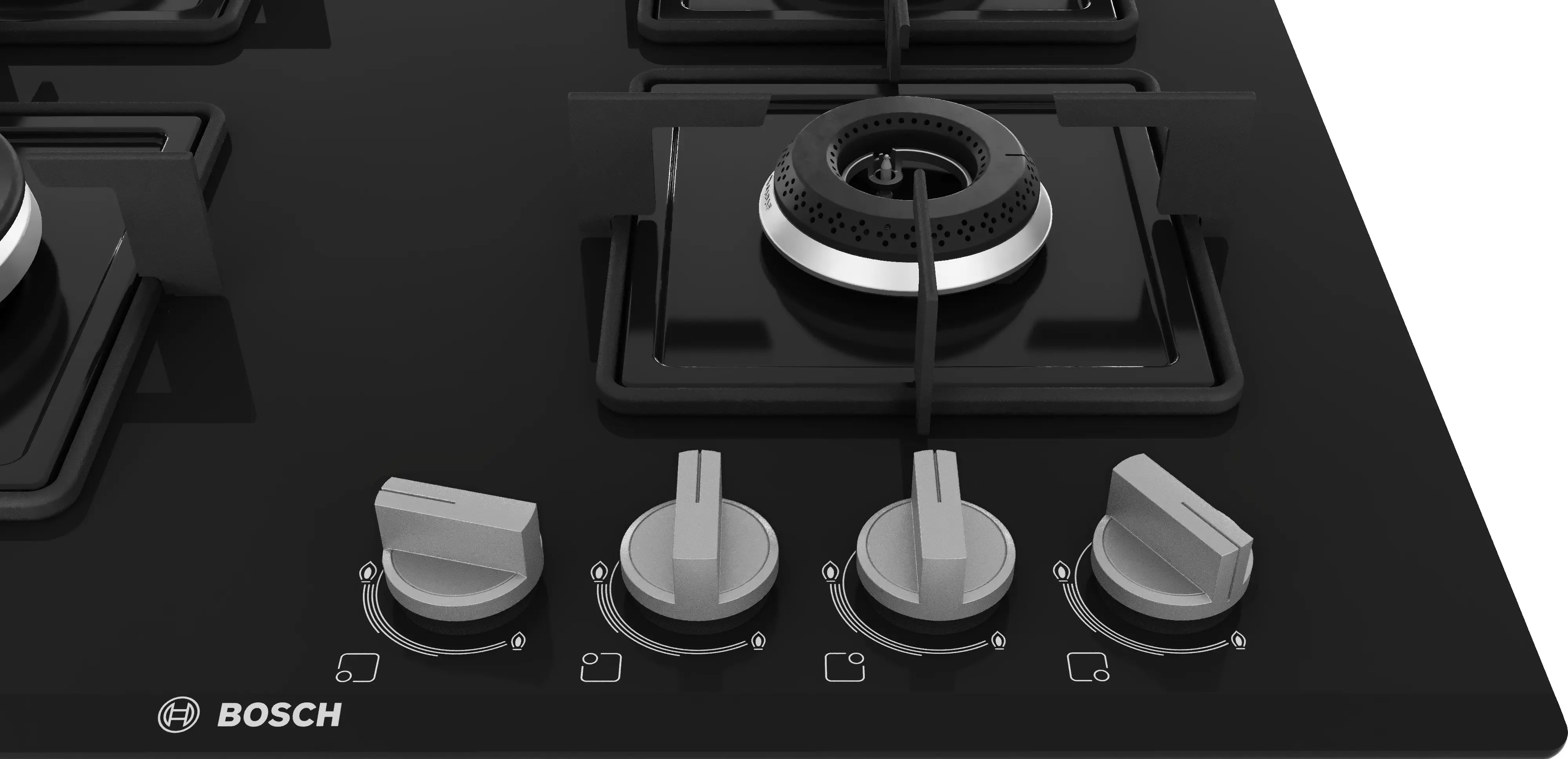 BOSCH PNH6B6B12I Glass Automatic Hob 4 Burners Black 60 CM