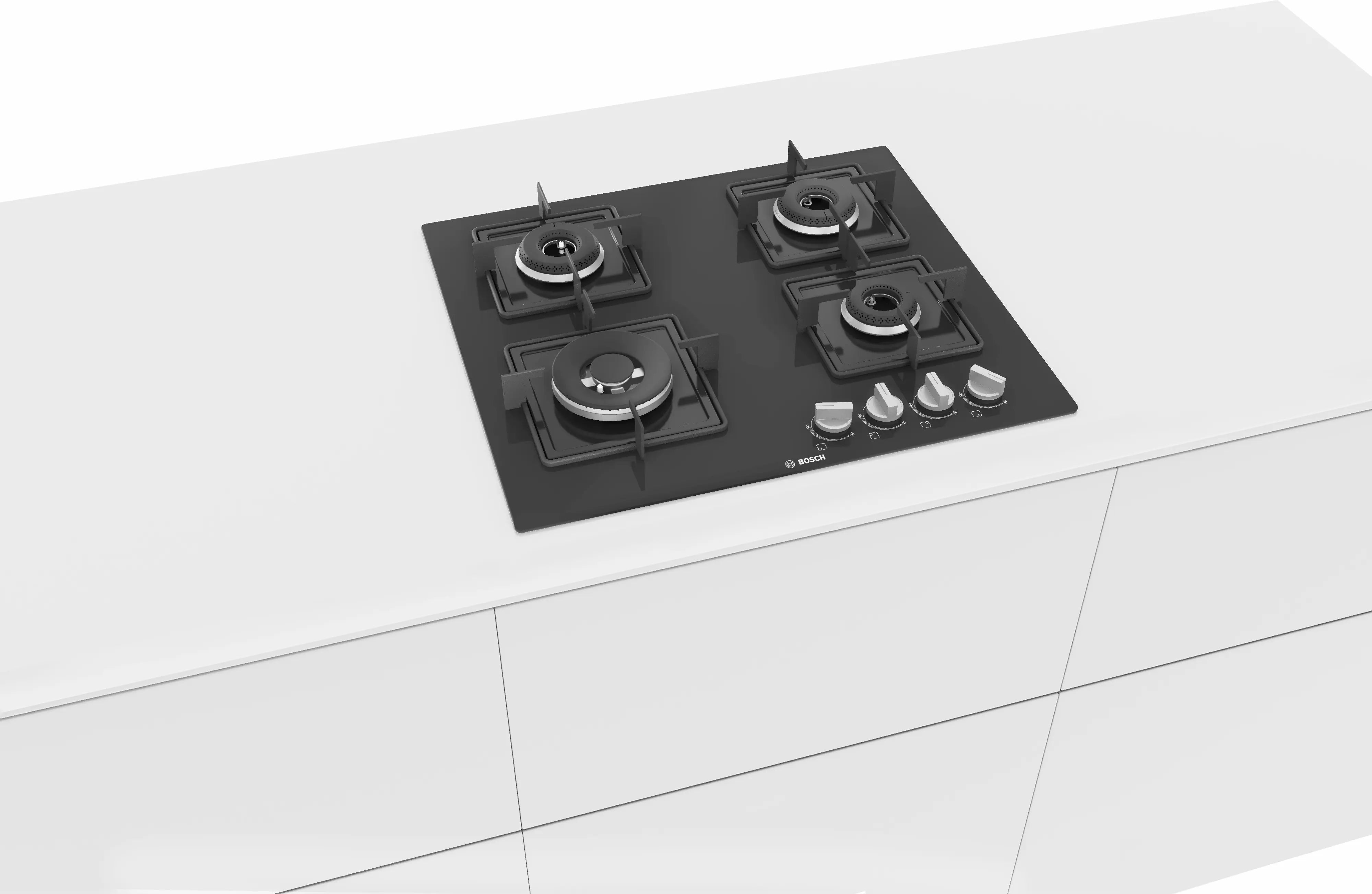 BOSCH PNH6B6B12I Glass Automatic Hob 4 Burners Black 60 CM