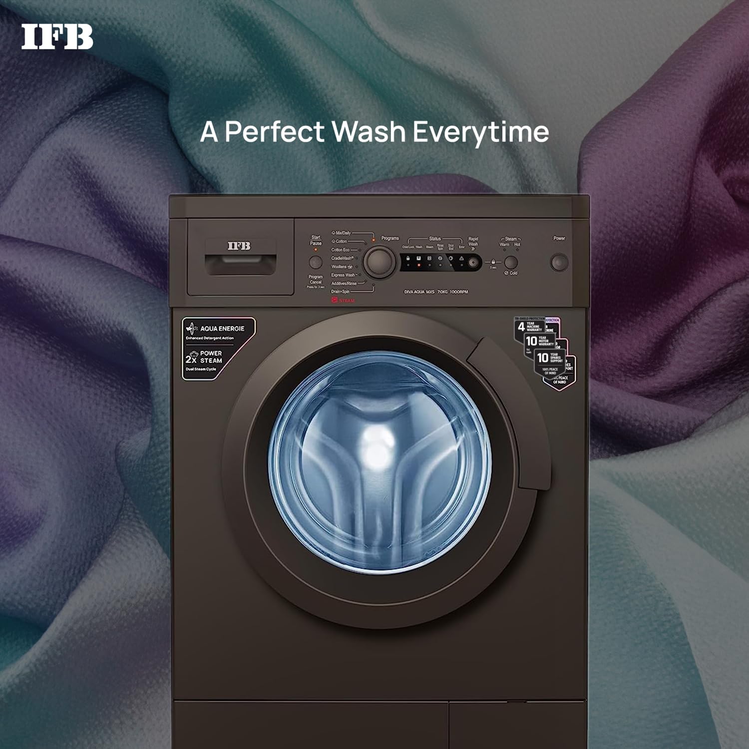 IFB 7 Kg 5 Star AI Powered Fully Automatic Front Load Washing Machine 2X Power Steam (DIVA AQUA MXS 7010, 2023 Model, Mocha, In-built Heater, 4 years Comprehensive Warranty)