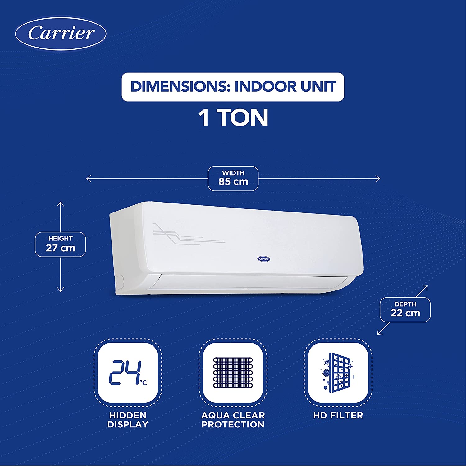 Carrier 1 Ton 3 Star Fixed Speed Split AC (Copper,Auto Cleanser, Economic Sleep Mode, High Density Filter for Dust Filtration, 2023 Model,ESTER Ex+ CAS12ES3R32F1,White)