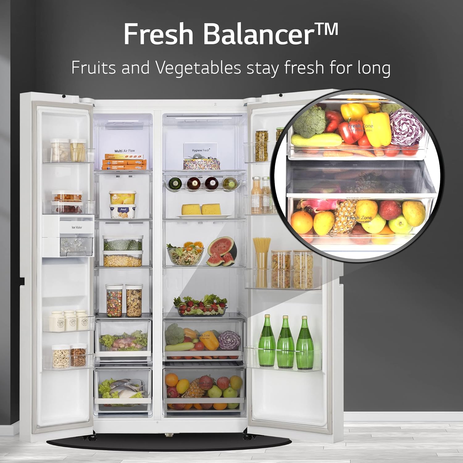 LG 655L Frost-Free Inverter Wi-Fi Side-By-Side Refrigerator (GL-B257DLWX) with Door Cooling+ & Hygiene Fresh - Linen White