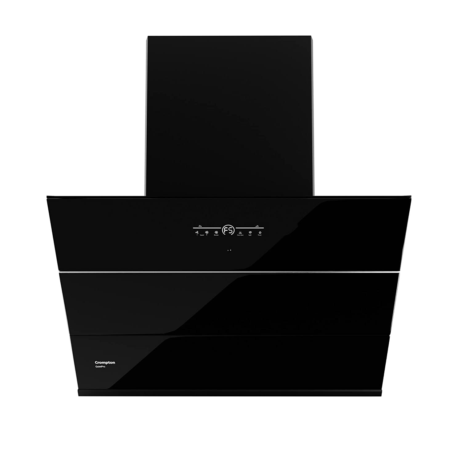 Crompton QuietPro Inverter Motor Inclined 75cm Chimney Filterles (Black), Free installation&Ducting kit,1660 m³/hr (CHD-QPVI75FLE-MBL)