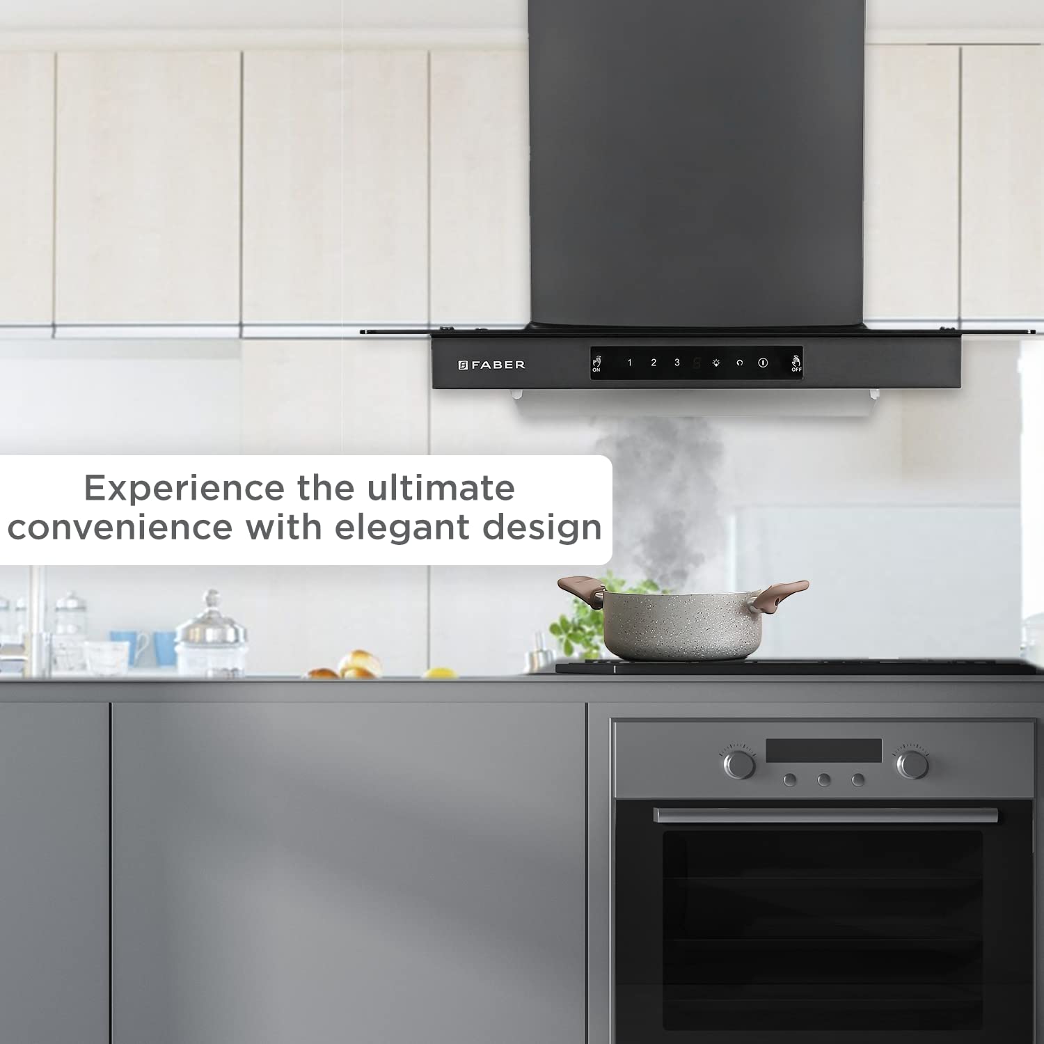 Faber 60 cm 1200 m³/HR Auto-Clean Straight Glass Kitchen Chimney (Hood Mercury Pro HC SC FL BK 60, Filterless, Touch & Gesture Control, Black)