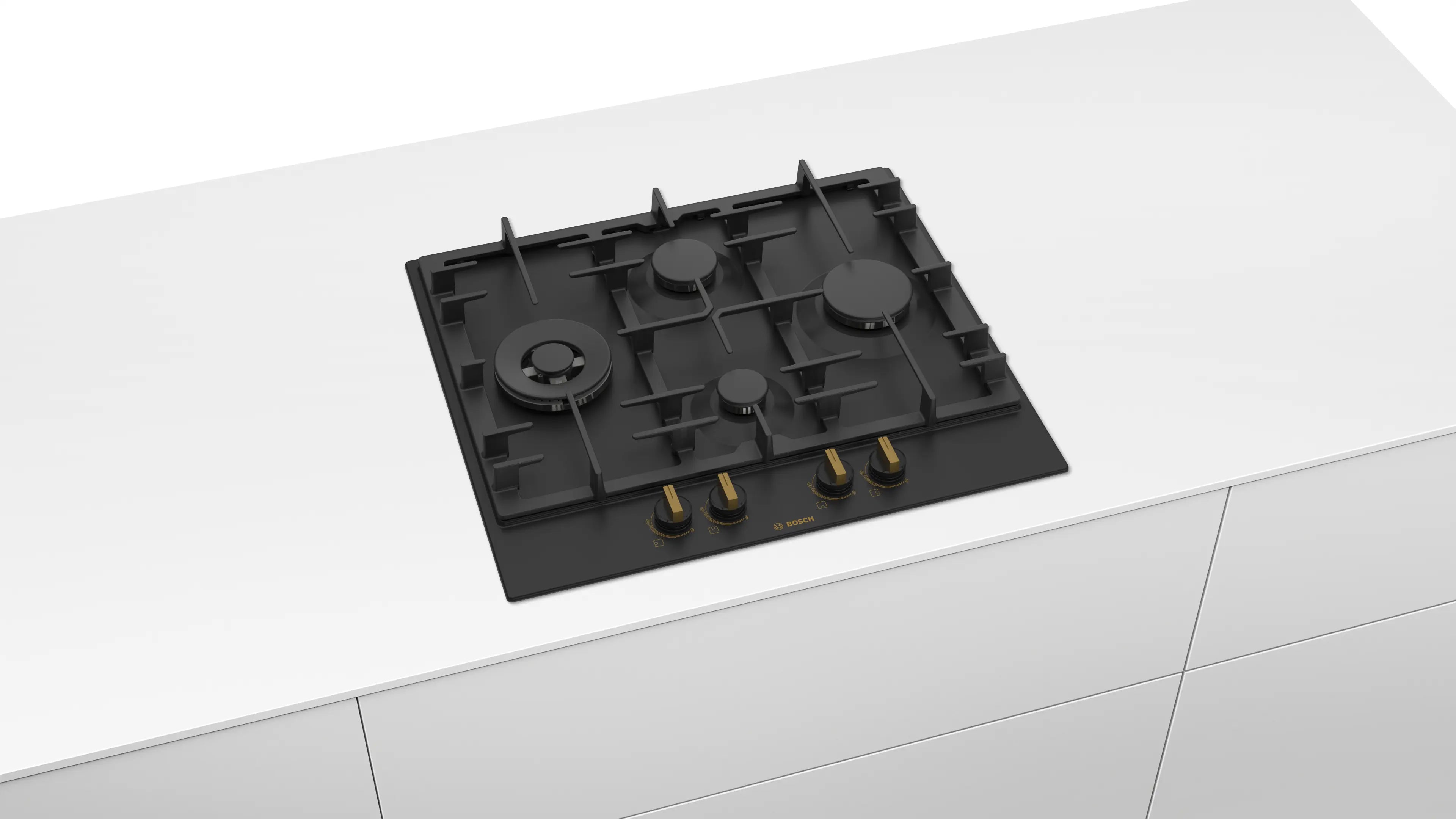 Brand PCI6B3B90I X 60cm Gas Hob - Model Y, Specifications: 60cm, Enameled Steel, Flat Black