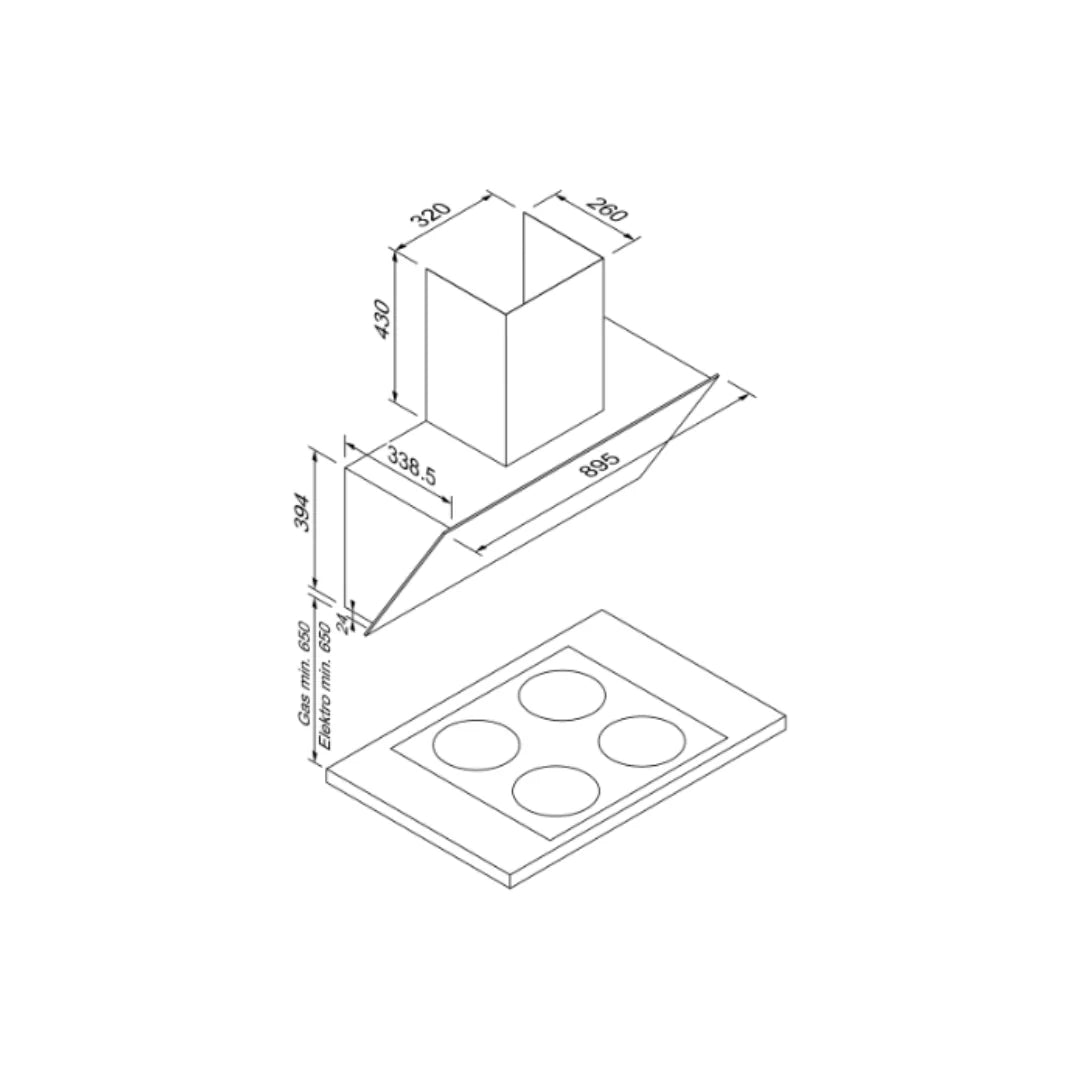 Blaupunkt 5IL69361 90 Cm Wall Mounted Chimney, Powerful Suction, Motion Sensor, Heat Auto Clean